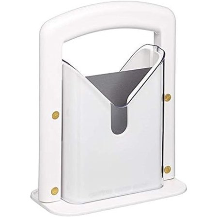 Bagelkutter - Brødkutter - Kjøkkenhjelp for baking - Brødskjærer - Sikkerhetsbeskyttelse - Skjærer - Egnet for bagels og annet brød - Hvit