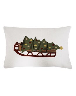 Kuddfodral i teddymaterial med broderat julmotiv 1-pack - Jul - Redlunds