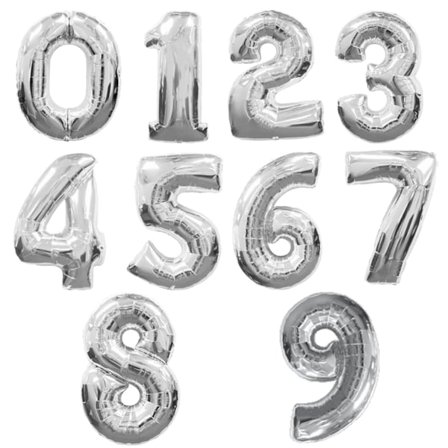 Amscan Supershape Silver Number Balloons 4 Silver