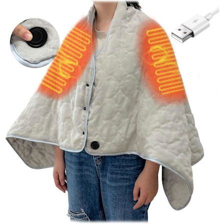 Sähköinen lämpöpeitto 140x82cm, USB ladattava sähköinen lämpöhuivi lämpöviitta 3 säädettävällä lämpötilatasolla selälle, niskalle, hartioille