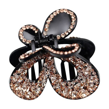 Hårklemme med Rhinestones i Butterfly Form - Glitrende Plastik Hårklemme til Kvinder