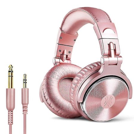 Over Ear-hörlurar, trådbundna bas-headset, hopfällbara lätta hörlurar med Sharepo (roséguld)