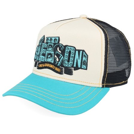 Stetson - Blanc trucker Casquette - Kids Soundbox Turquoise/Beige A-Frame Trucker @ Hatstore