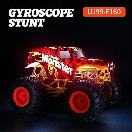 JAM RC 1/16 Monster Truck 360° roterende danselegetøj med LED lys Stunt RC bil Elektrisk RC legetøj Børnelegetøj