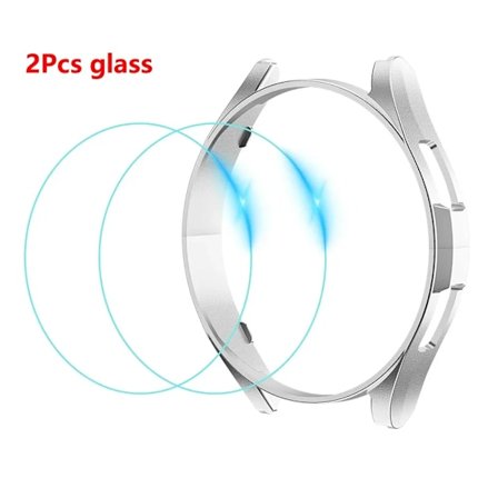 2 ST Glas+Fodral för Samsung Galaxy Watch 6 Classic 43mm 47mm Vattentätt PC Stötfångarskydd+Skärmskydd Galaxy Watch6 40mm 44mm
