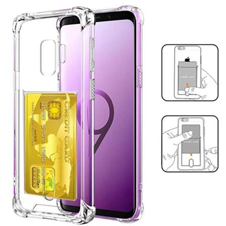 Silikondeksel med kortholder - Samsung Galaxy S9 Transparent/Genomskinlig
