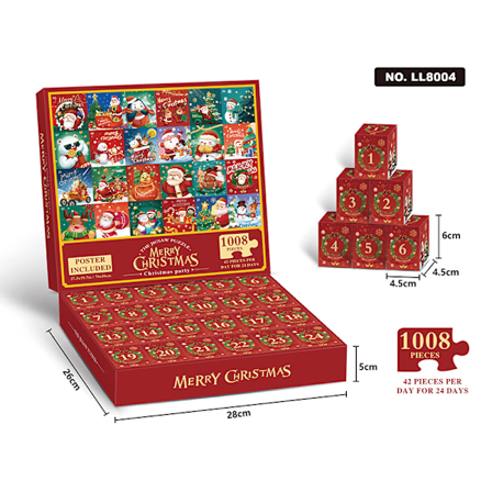 Puslespill adventskalender 2024, 1008 puslespillbiter 24 dagers julekalender adventskalendere-D
