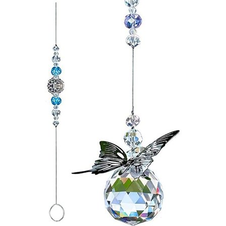 Sommerfugl Solskærm Krystal Dekoration Hængende på Indendørs Vindue