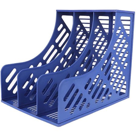 Dokumentholder Blå 3-Rom Filsorterer Plast Skrivebordsoppbevaring Kontorrekvisita