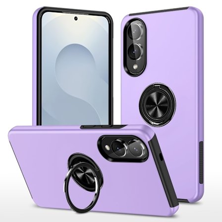 Till Samsung Galaxy S25 Edge Hybrid skal med Finger Ring - Lila