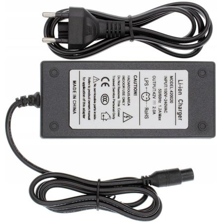 Oplader 36V/42V 2A til El-Løbehjul, Skateboard, Hoverboard – 3-Polet Stik 9Mm | LED-Indikator | Universel Kompatibilitet