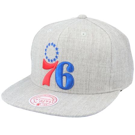 Mitchell & Ness - Philadelphia 76ers Team HWC Heather Grey Snapback Snapback Grey Cap - NBA @ Hatstore