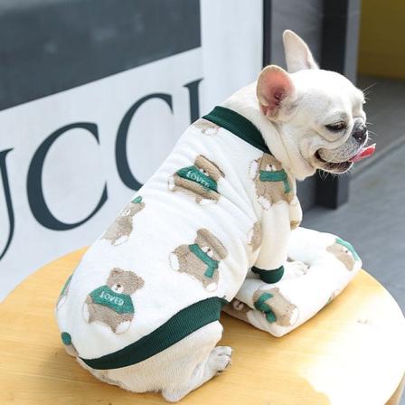 Lemmikkien vaatteet Menetelmä Bulldog Pieni Keski Lämmin sametti Kaksi jalkaa Vaatteet Mansikka Karhu Painatus Dark green bear m