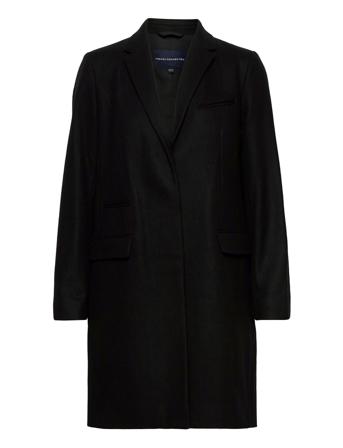 Ft Platfm Felt Smart Coat Black French Connection