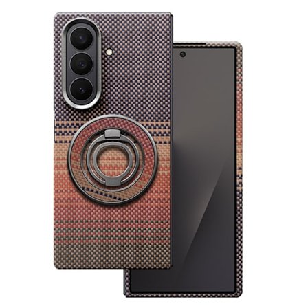 Mobilskal till Galaxy Z Fold 7 MagSafe Kevlar Metal Ring - Sunrise Röd