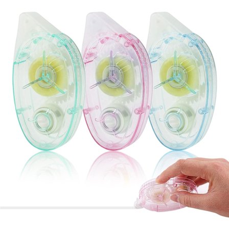 Gummirulle, 3 st 10mx8mm dubbelsidig tejp, permanent tejp, genomskinlig glastejpsdispenser, scrapbooking-tillbehör, (slumpmässig färg)