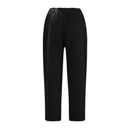 Linned Cropped Løs Pasform Bomuld Dame Capri Bukser Afslappede Dame Crop Capri Bukser Elastisk Talje Sommer-jie