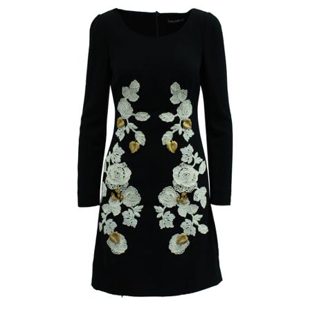 Dolce & Gabbana Pre-owned, Embroidered Leaves Dress Zwart, Dames, Maat:ONE Size,elastaan