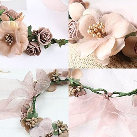 Säädettävä Hääkukkakoriste Pääpanta Garland Kukkakoriste Ranneke Hiukset Seppele Kruunu Koristelu (taivaansininen)