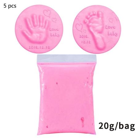 5 st Nyfödd baby Handavtryck Footprint Mud ROSA pink