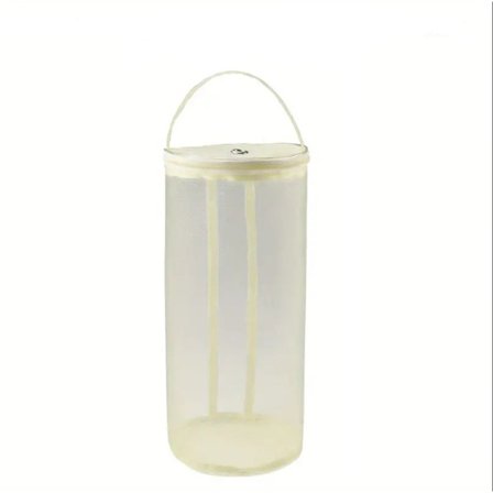 Strikkepose for garnlagring, netting garnbøttebeholder, hul netting sylinder hekle ull gadget beholder, garnpose med trekkløkke