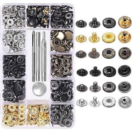 120 Set Leather Snap Buttons Kit 6 Color Metal Snaps With 4pcs Fastening Tools For Clothing, Leather, Jacket, Denim Clothing, Bags, Bracelet 2 Si