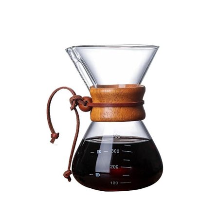 400 ml Klassinen Lasinen Kahvipannu Puukahvalla Lämpöä Kestävä Valutuskahvinkeitin Manuaalinen Kahvinkeitin