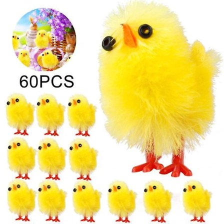 60 st Mini Kycklingar Set Plast Plysch Kycklingfigurer