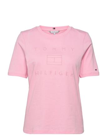 Regular Metallic C-Nk Tee Ss T-shirts & Tops Short-sleeved Rosa Tommy Hilfiger