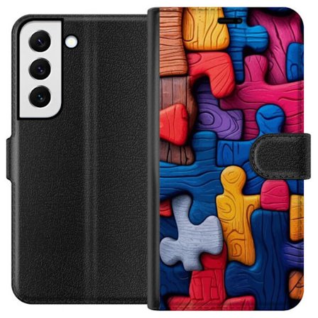 Kompatibelt Lommeboketui til Samsung Samsung Galaxy S22+ 5G Lekefull illustrasjon med Stitch blant rosa epler i en myk pastell design som kombinerer s