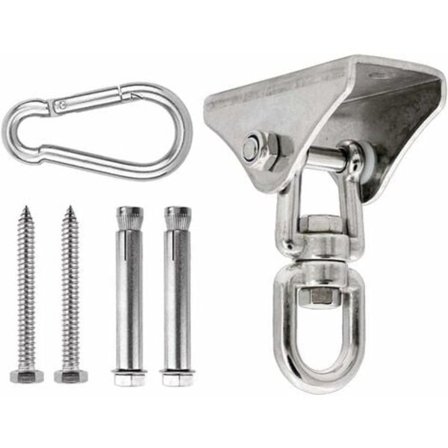 Sterk Takkrok i Rustfritt Stål, 350 kg, 360° Rotasjon, Takmontert Hengerkrok for Stol, Henge, Slagpose, Boksing