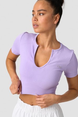 ICANIWILL - Ribbed Define Seamless Cropped T-shirt Lavender - Dames - sportkleding van ICIW