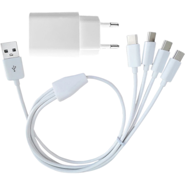 Laddkabel + adapter USB-A port till USB-C Skandi 4 in1