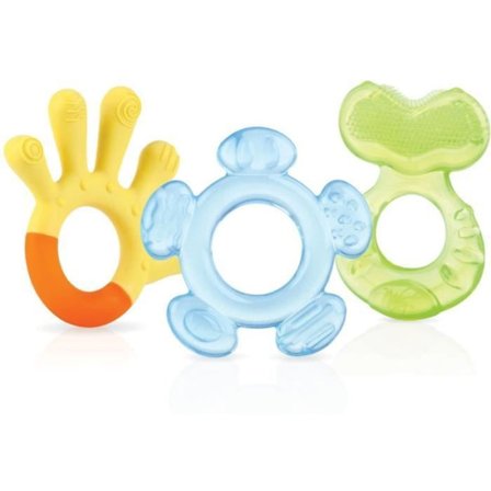 3-pack bitringar - NUBY - BPA-fria - Från 3 månader