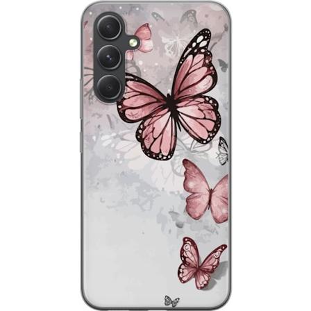Samsung Galaxy S24 FE Gennemsigtig cover Rosa sommerfugle