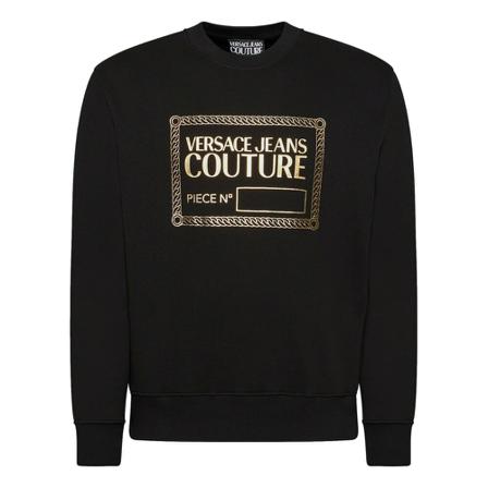 Versace Jeans Couture, Sudadera Etiqueta Piece Zwart, Heren, Maat:M