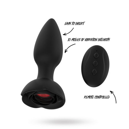 VIBRATING ROSE BUTTPLUG WITH REMOTE - Sustainable Pleasure