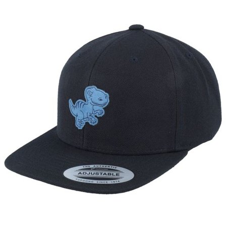 Kiddo Cap - Svart snapback Keps - Kids T-rex Blue Patch Black/Black Snapback @ Hatstore