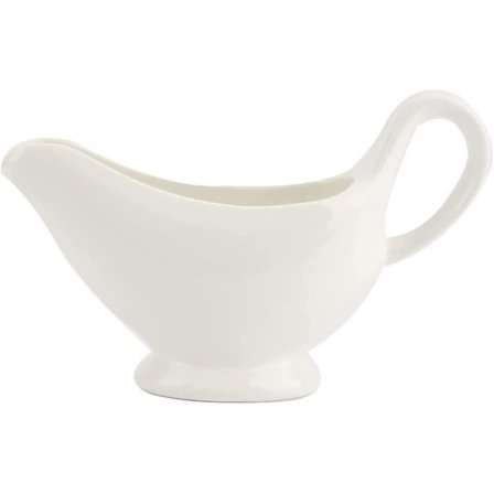 Keramisk vit såssnipa med sked, 8oz, såssnipa för salladsdressingar mjölk, sås, buljong, grädde, mikrovågsugn och diskmaskinssäker
