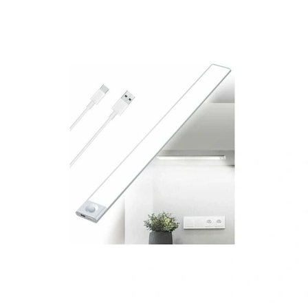 USB Genopladelig LED-liste - 40 cm, Trefarvet, Dæmpbar, 2500 mAh, med Bevægelsessensor til Køkken, Garderobe & Trapper