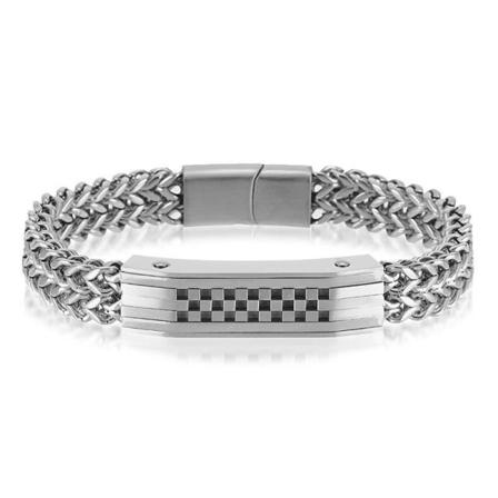Lyxigt Armband Med Tjock Kedja & Rutigt Spänne Magnetisk Knäppe Silver One Size