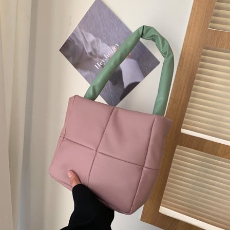 Rosa Stor Kapasitet Enkel Elegant PU Håndveske for Shopping og Kontor