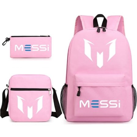 Messi 3-delars Set Ryggsäck Mochila Barn Väskor med Kapacitet