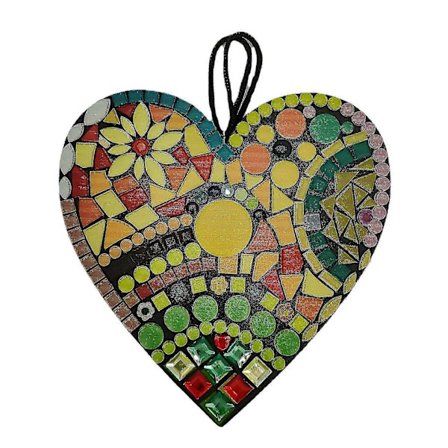 Stor Mosaik Have Hjerte Skulptur Dekor Ornament