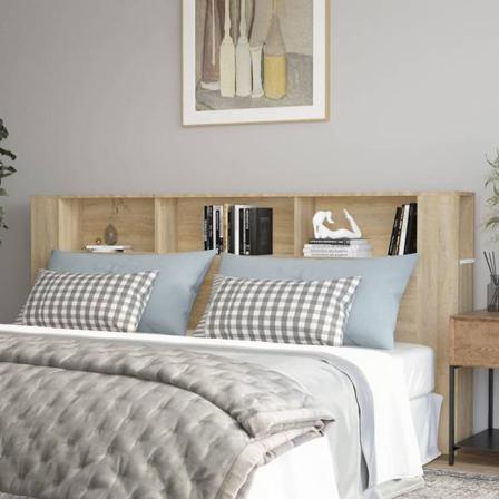 Vidaxl Huvudgavel Med Förvaring Vit Och Sonoma-ek 220x18,5x104,5 Beige