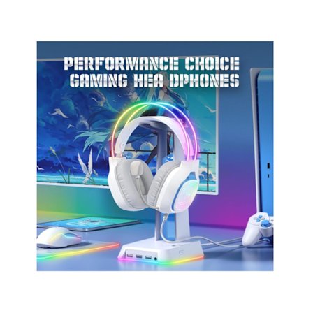 Gamingheadset för PC med mikrofon, trådbunden RGB LED, brusreducerande hörlurar för gamers från YEMAESRE