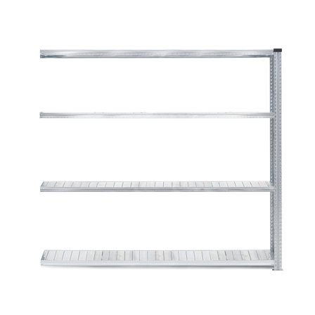 Regalsystem TRANSFORM, Anbaumodul mit 4 Böden, 1972 x 1800 x 400 mm, verzinkt