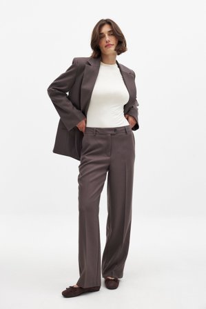 NA-KD Pantalon de tailleur ajusté à taille mi-haute - Pantalon cigarette - Marron - EU 44