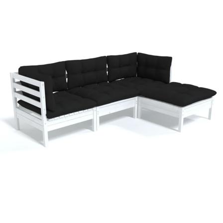 Vidaxl Loungegrupp Med Dynor 4 Delar Vit Massiv Furu Vit
