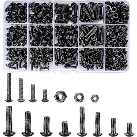 500-delt sett med mutter og bolter, svart sokkelskruebolt og muttersett T-x